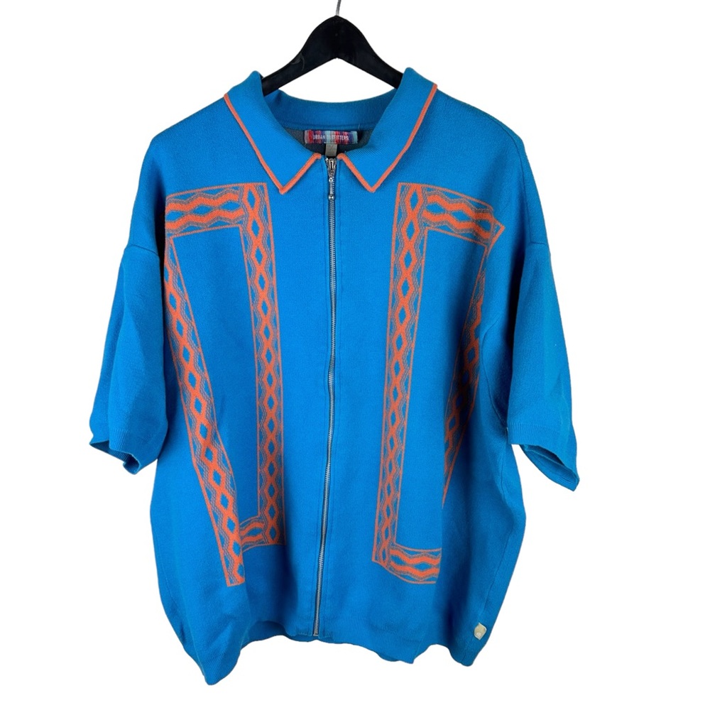 Mens Y2K Urban Outfitters Blue Full ZIP Streetwear Sweatshirt Size 2XL